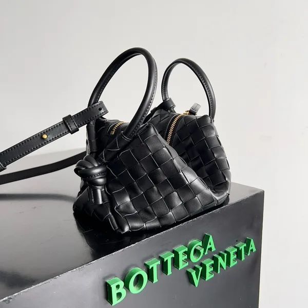 Bottega Veneta Small Loop Crossbody Bag In Black Intrecciato Lambskin product view 4