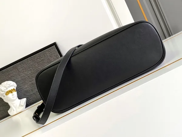 Prada Buckle Large Handbag with Belt in Black Calfskin product view 3