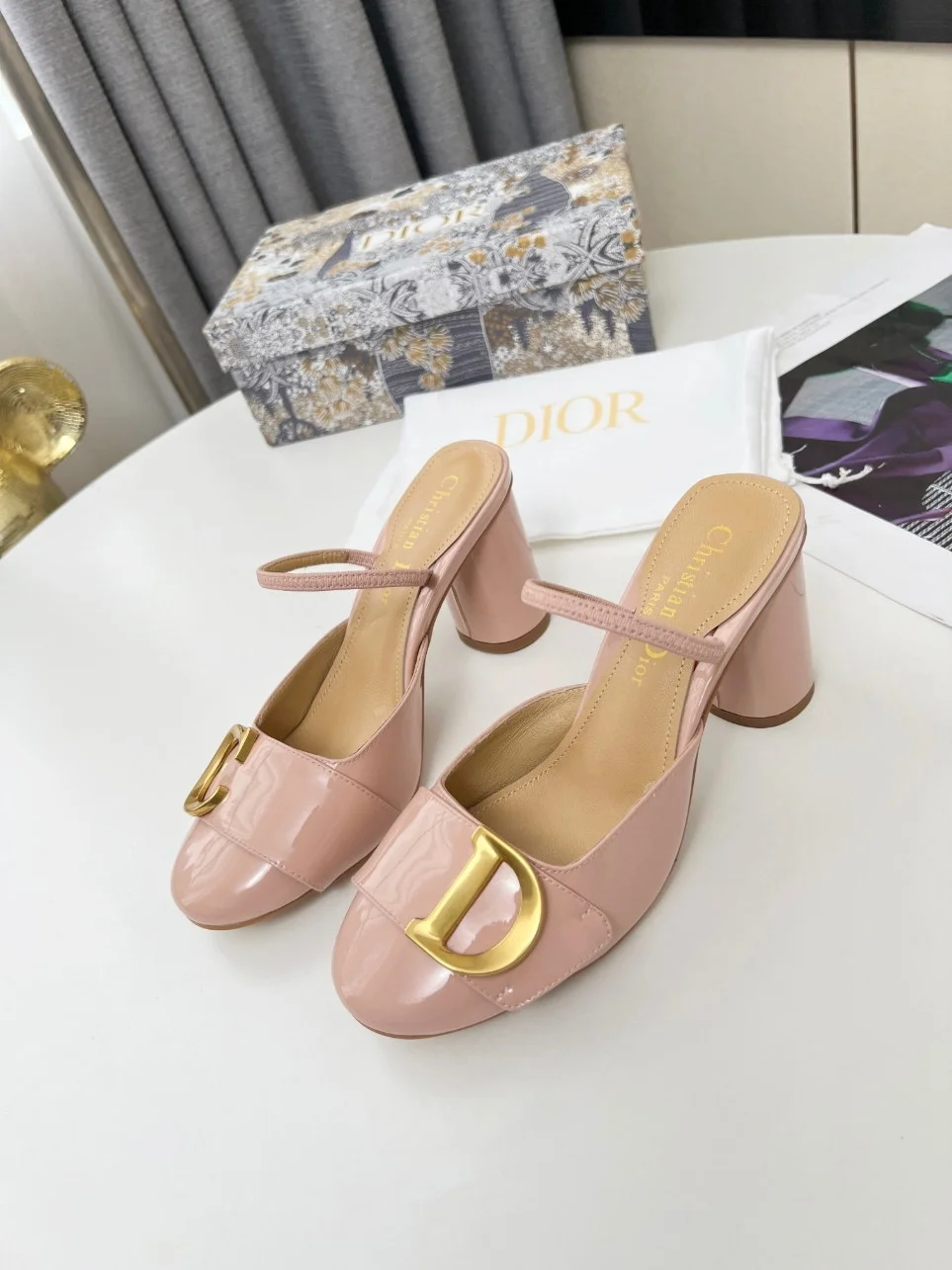 Dior C’est Slingback Pumps 80MM in Nude Patent Calfskin product view 4