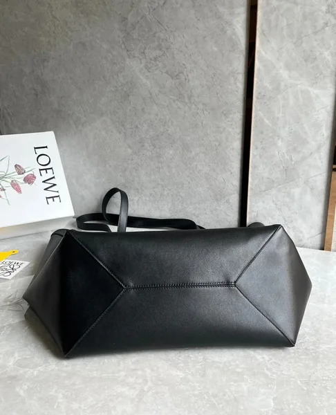 Loewe Large Puzzle Fold Tote Bag in Black Calfskin product view 5