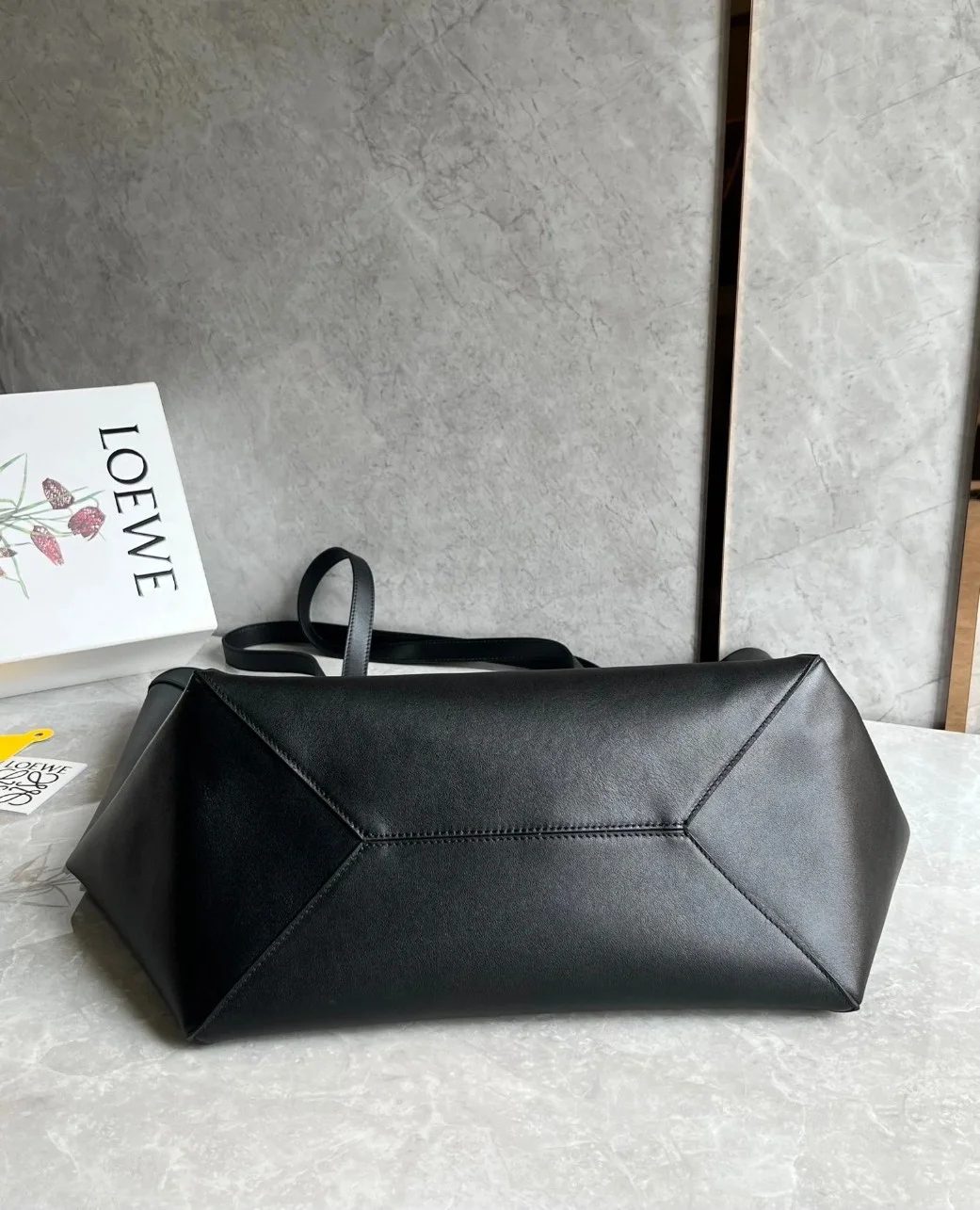 Loewe Large Puzzle Fold Tote Bag in Black Calfskin product view 5