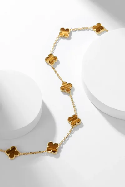 Van Cleef & Arpels Alhambra Brown Ten-Motif Gold-Tone Necklace product view 6