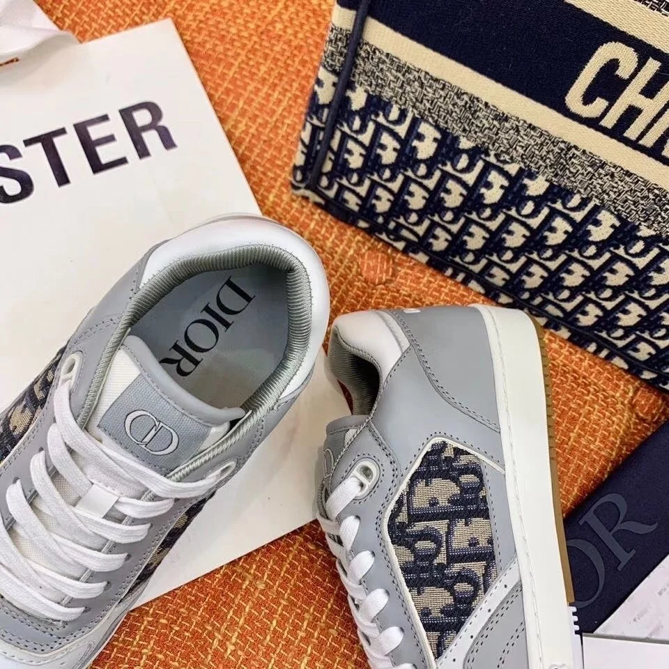 Dior Men’s B27 Low-top Sneakers In Grey Calfskin product view 2