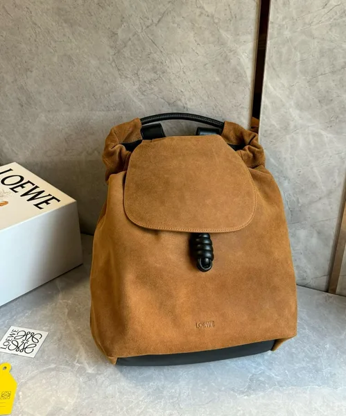 Loewe Flamenco Backpack in Brown Suede Calfskin product view 8