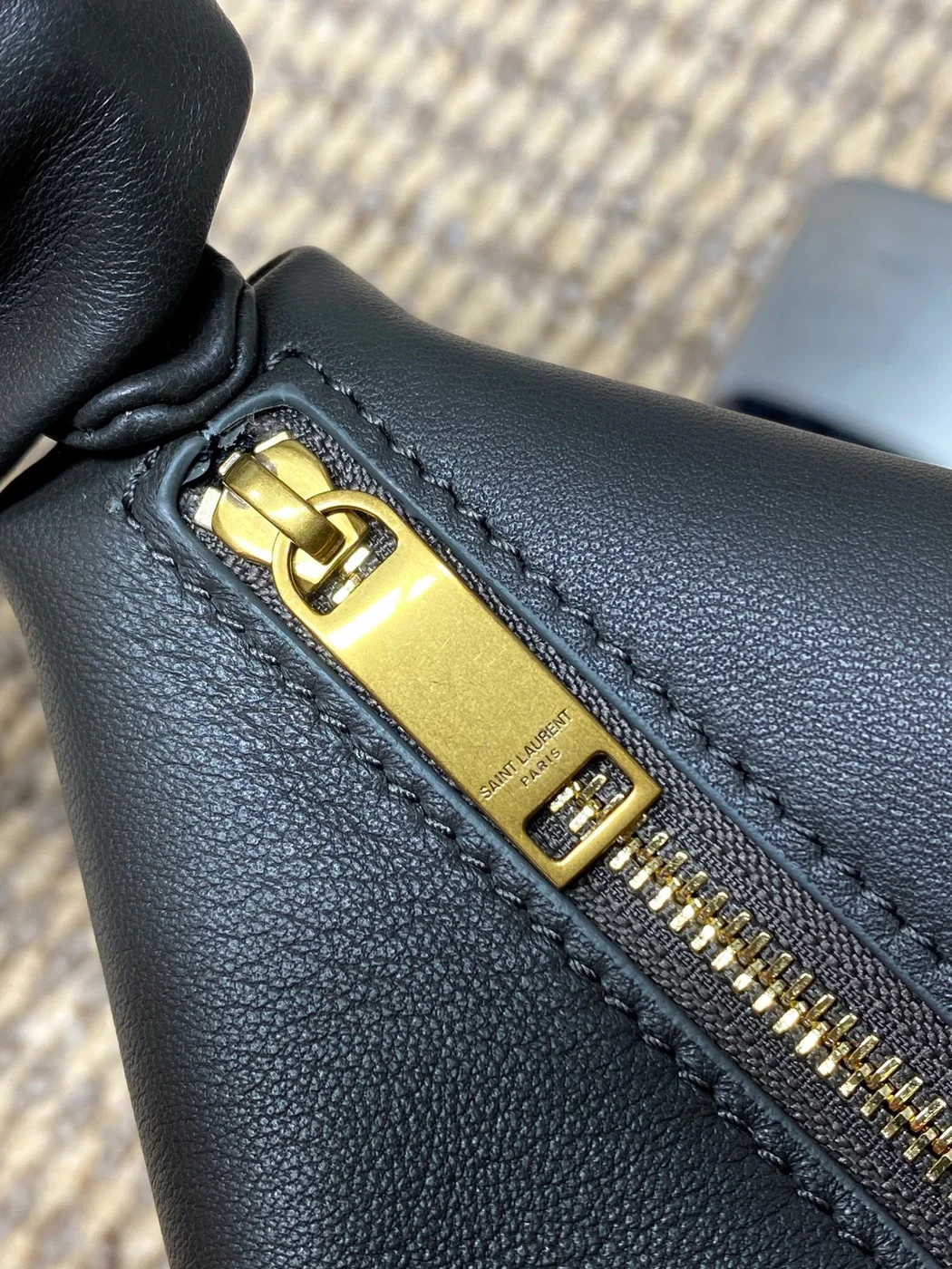 Saint Laurent Amalia Mini Hobo Bag — Dark Grey product view 6