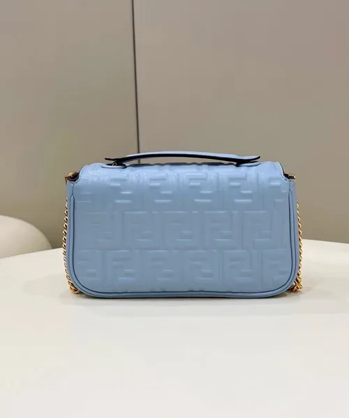 Fendi Baguette Chain Midi Bag In Blue Nappa Leather product view 2