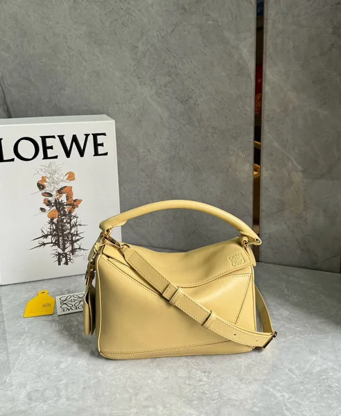 Loewe Featherlight Puzzle Small Bag in Dark Butter Nappa Lambskin product view 8