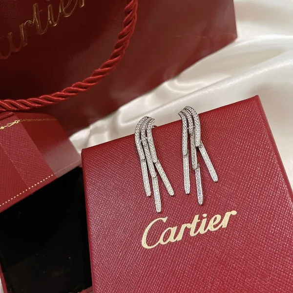 Cartier Silver-Tone Fringe Tassel Drop Earrings product view 2