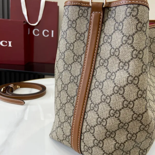 Gucci Gg Emblem Medium Bucket Bag — Beige and Brown product view 5