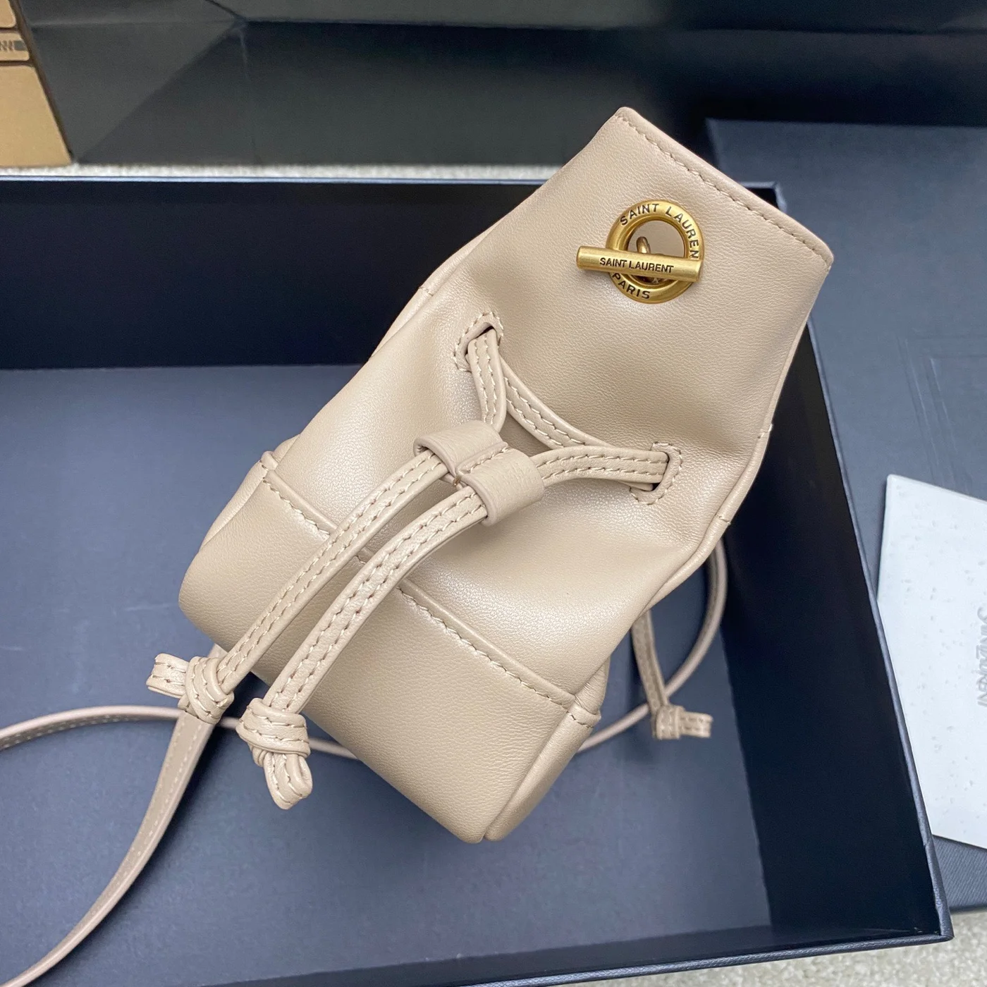 Saint Laurent Jamie Mini Shoulder Pouch — Beige product view 3