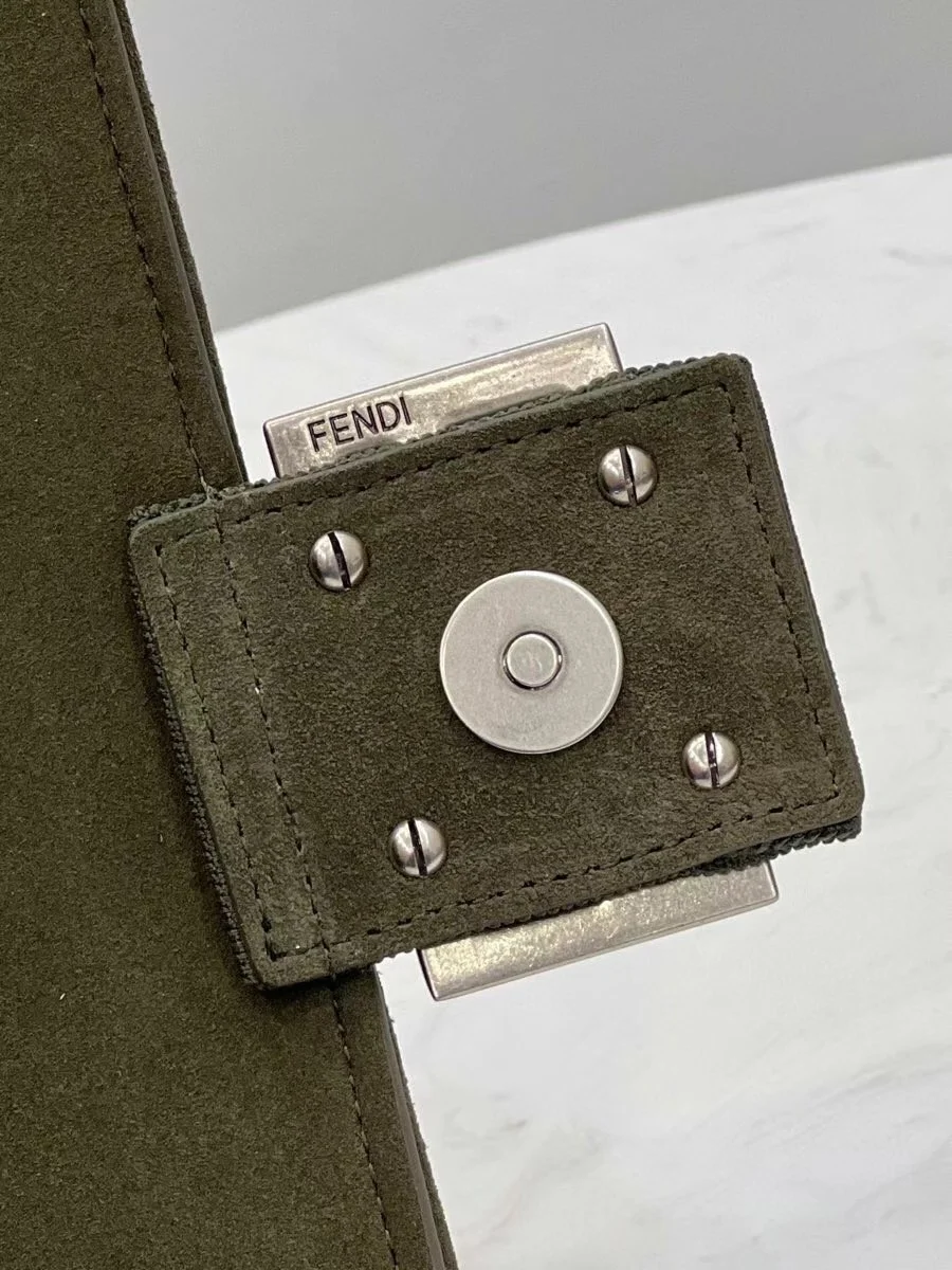 Fendi Baguette Chain Midi Bag In Green FF Fabric product view 7