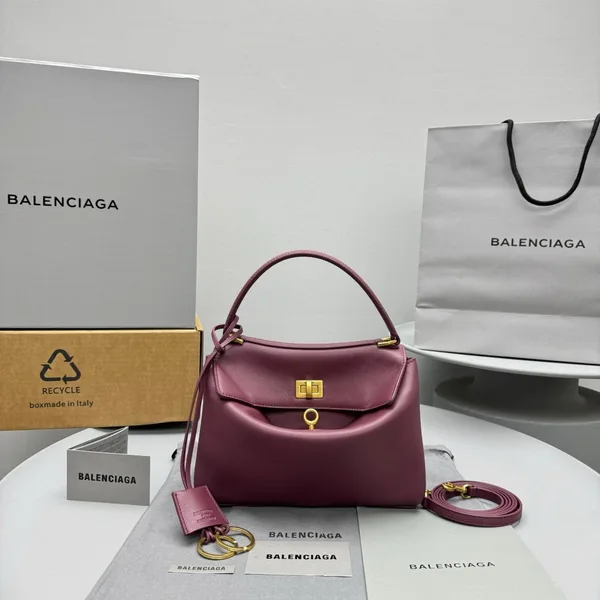 Balenciaga Rodeo Mini Bag in Burgundy Calfskin product view 7