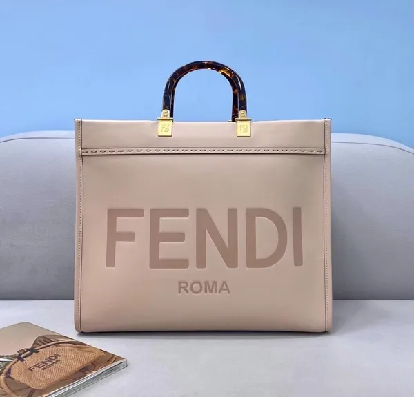 Fendi Sunshine Medium Tote Bag In Beige Calfskin product view 3