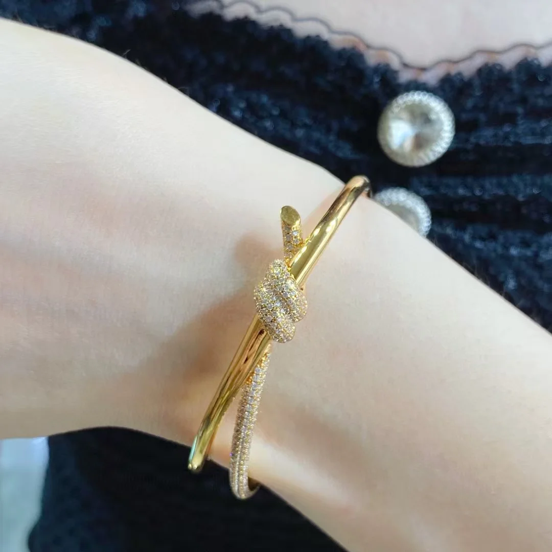 Tiffany & Co. Knot Double-Row Hinged Bangle Gold-Tone product view 1