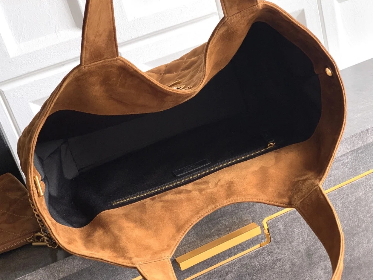 Saint Laurent Icare Medium Tote Bag in Brown Suede Calfskin product view 4