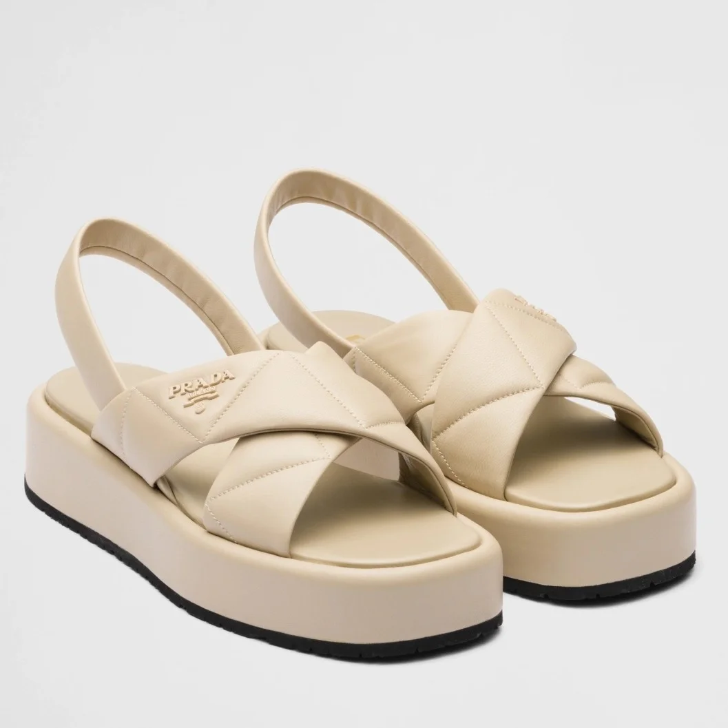 Prada Flatform Sandals In Beige Quilted Nappa Leather product view 1