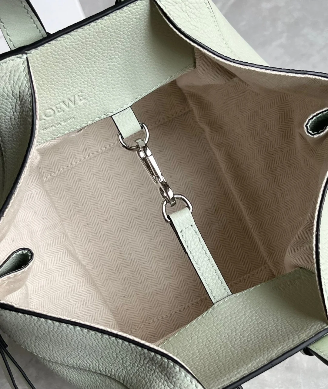 Loewe Compact Hammock Bag in Light Celadon Grained Calfskin product view 4