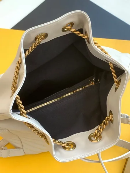 Saint Laurent Joe Backpack In White Quilted Lambskin product view 7