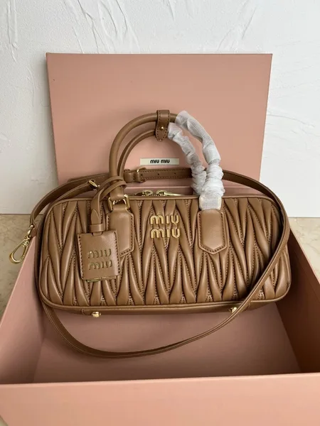 Miu Miu Arcadie Large Bag in Caramel Matelasse Leather product view 2