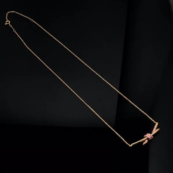 Tiffany & Co. Knot Pink Pavé-Effect Pendant Necklace Rose-Tone product view 8