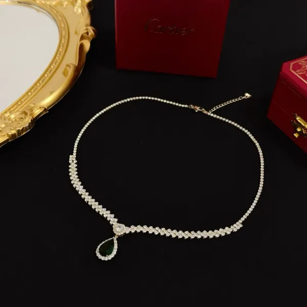 Cartier Green Pear-Shaped Gold-Tone Beaded Necklace product view 6