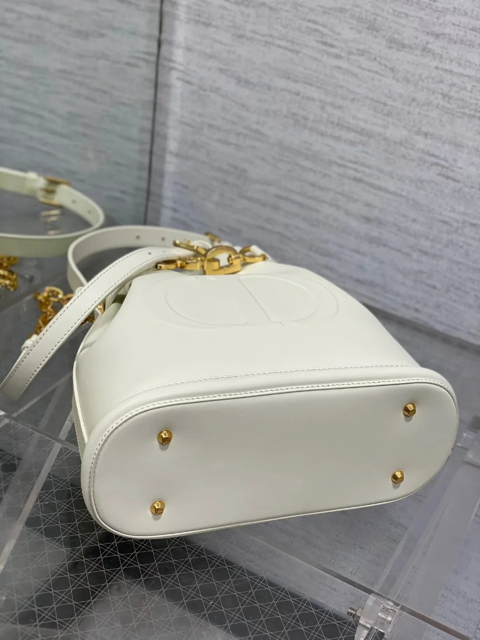 Dior C’est Medium Bag in White Saddle Calfskin product view 9