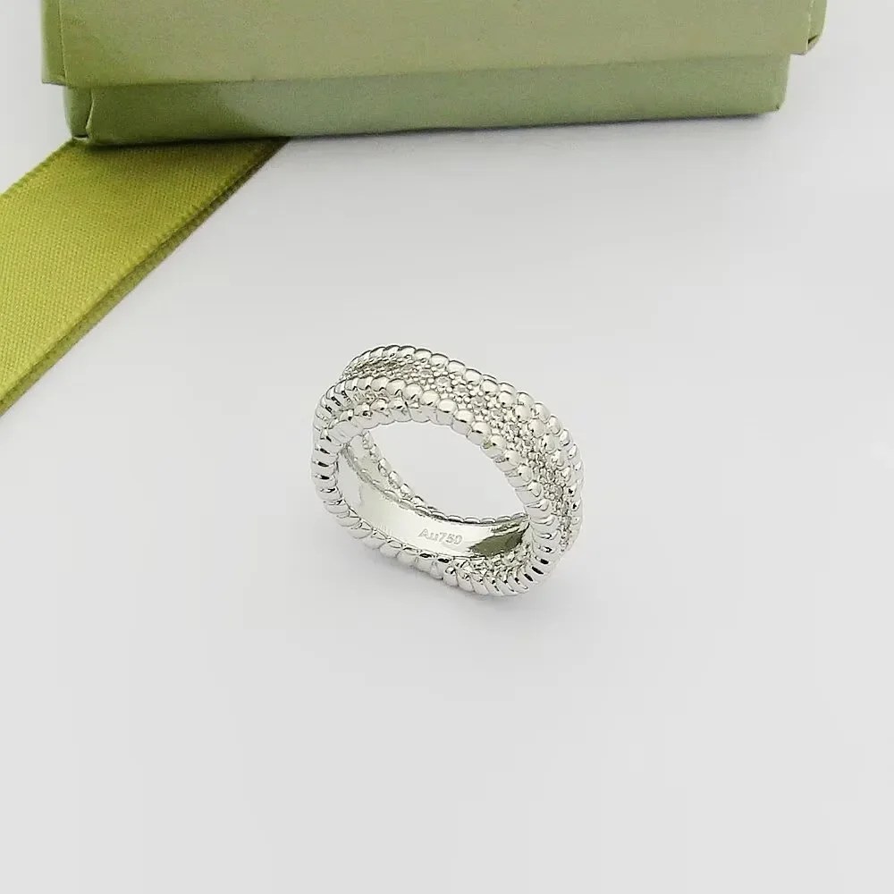 Van Cleef & Arpels Perlee Silver-Tone Beaded Ring with Pave-Effect Detail product view 2