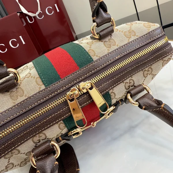 Gucci Borsetto Medium Boston Bag — Beige Jacquard product view 7