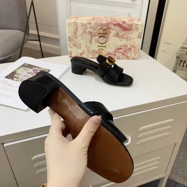 Dior 30 Montaigne Heeled Slides In Black Calfskin product view 8