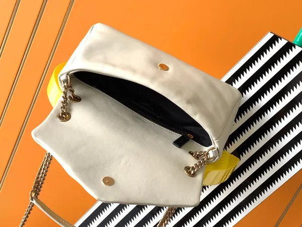 Saint Laurent Calypso Shoulder Bag In White Lambskin product view 5
