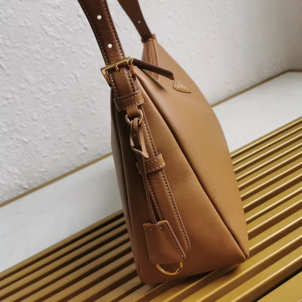 Prada Aimee Large Shoulder Bag in Brown Leather product view 7