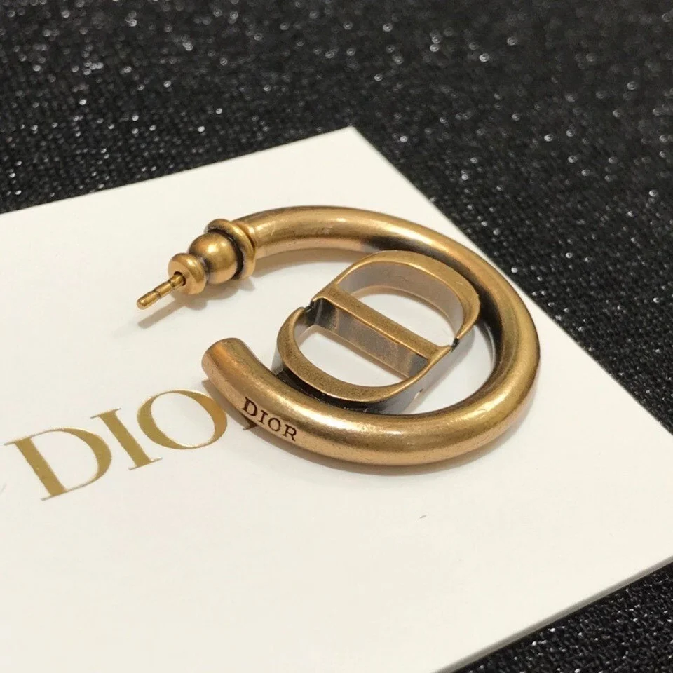 Dior 30 Montaigne Hoop Earrings In Antique Gold-Finish Metal product view 4