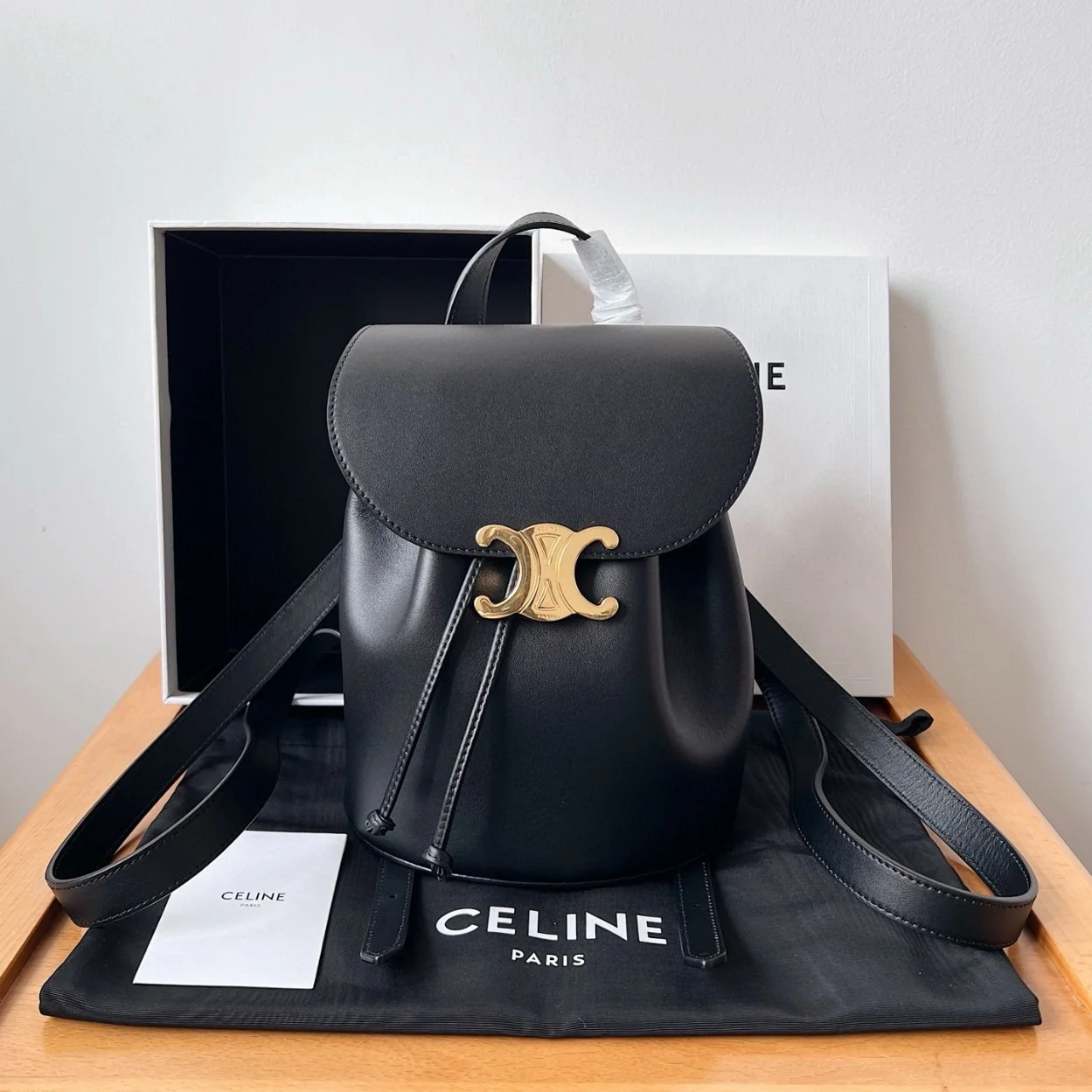 Celine Bonnie Backpack in Black Calfskin product view 2