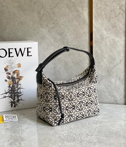 Loewe Cubi Medium Bag in White Anagram Jacquard product view 10