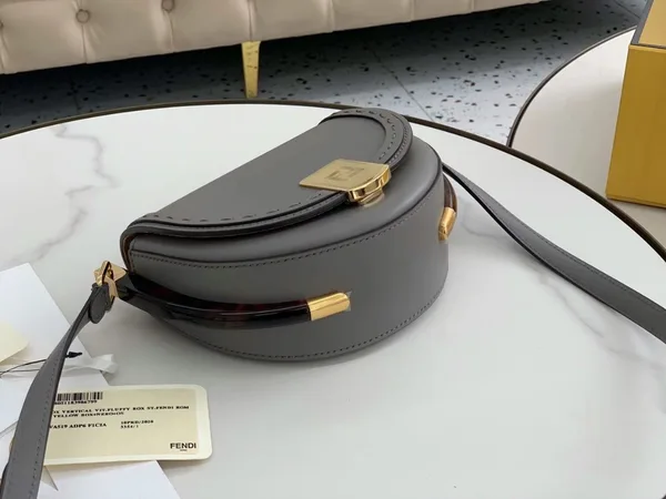 Fendi Moonlight Saddle Bag In Grey Calfskin product view 3