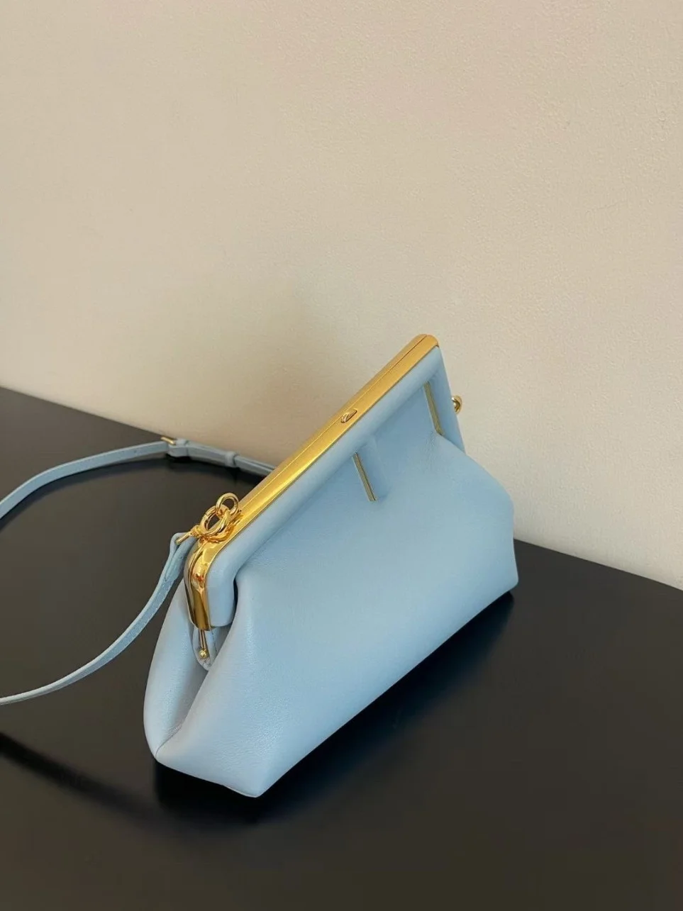 Fendi First Medium Bag In Light Blue Nappa Leather product view 3