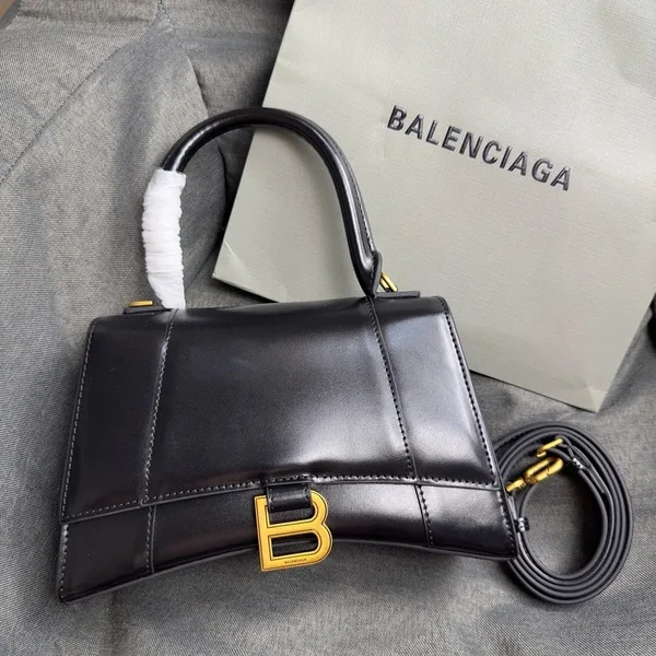 Balenciaga Hourglass Small Bag in Black Box Calfskin product view 9