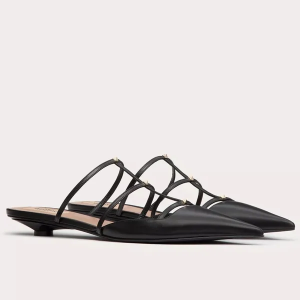 Valentino Rockstud Wispy Mules in Black Leather product photo
