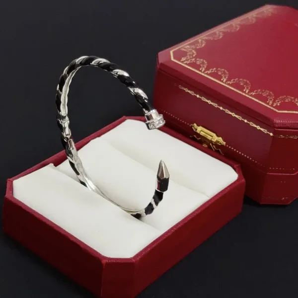 Cartier Silver-Tone Twisted Nail Cuff with Black Details product view 5