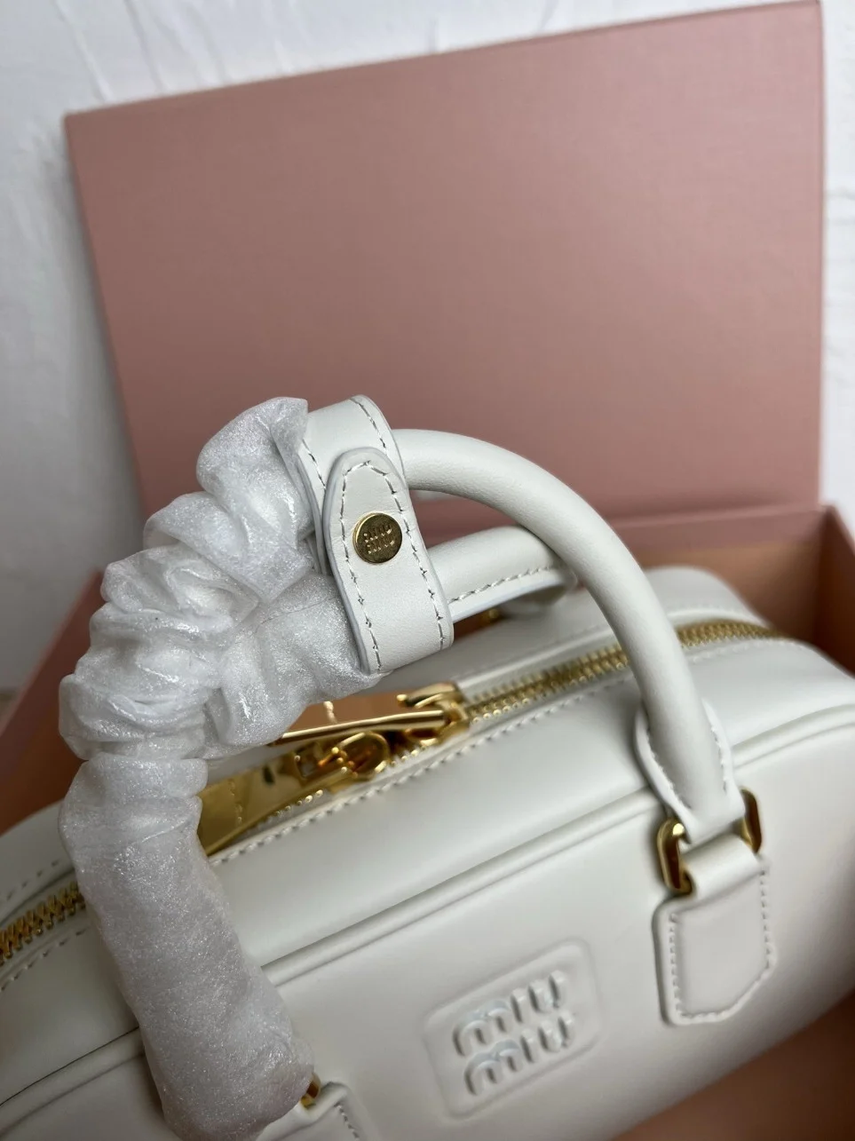Miu Miu Arcadie Medium Bag in White Leather product view 6