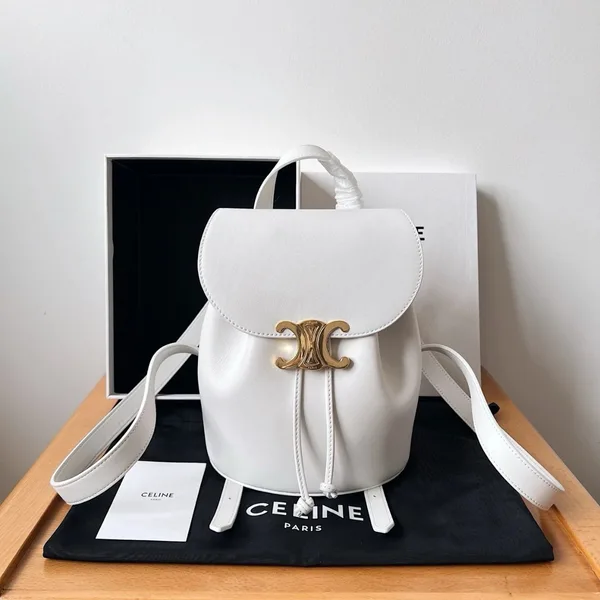 Celine Bonnie Backpack in White Calfskin product view 4