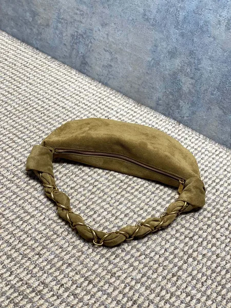 Saint Laurent Amalia Mini Hobo Bag — Olive Suede product view 5
