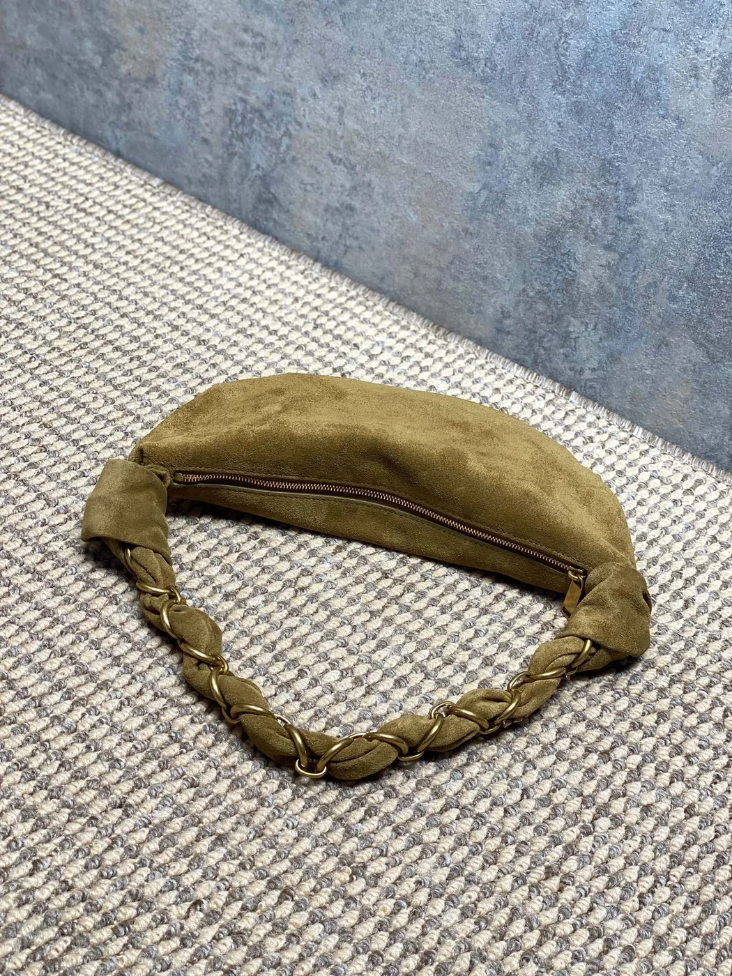 Saint Laurent Amalia Mini Hobo Bag — Olive Suede product view 5