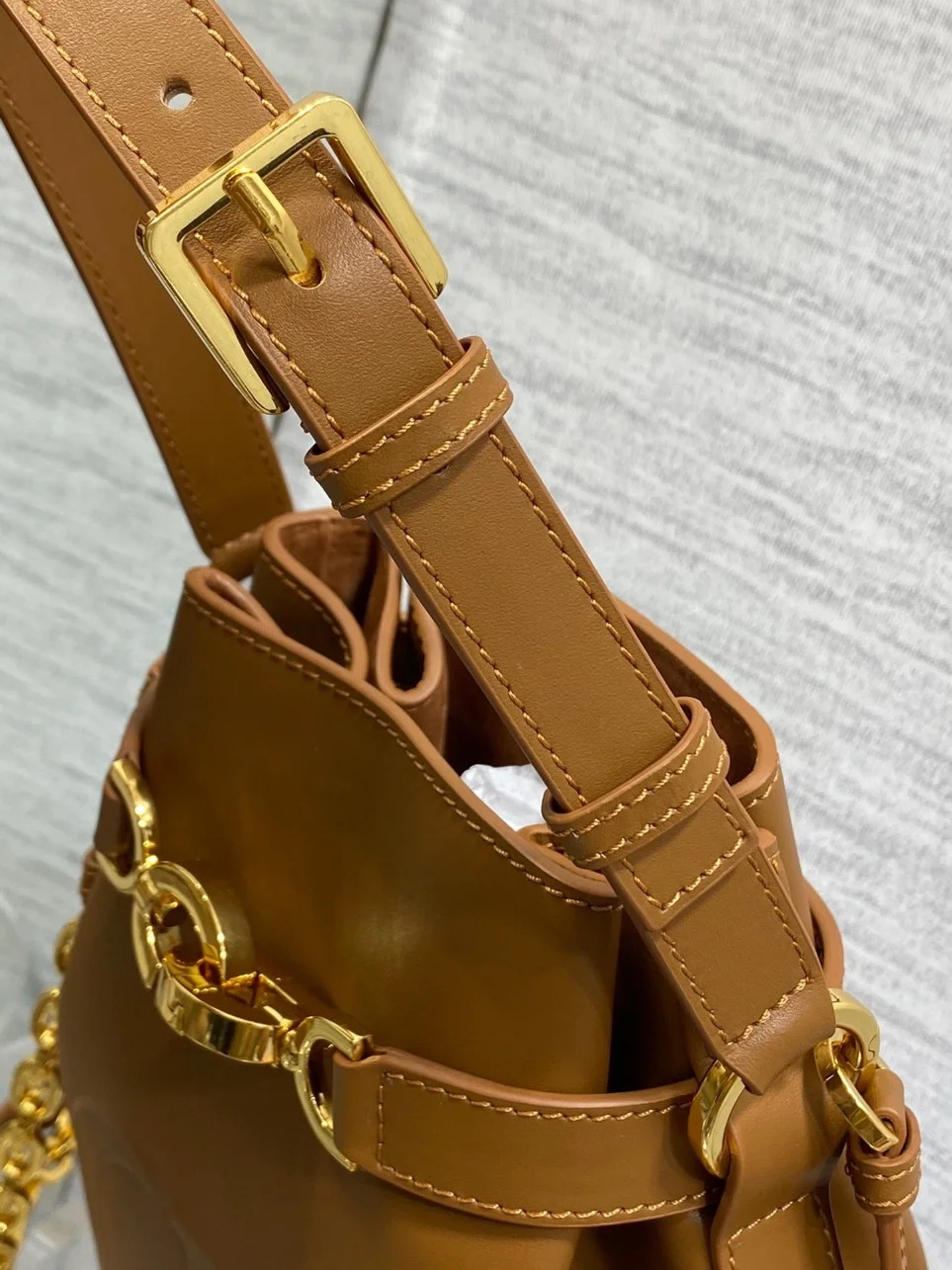 Dior C’est Medium Bag in Brown Saddle Calfskin product view 3