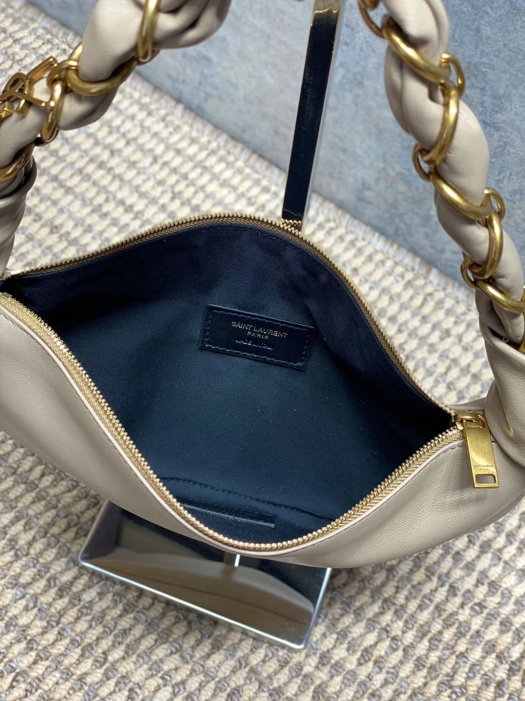 Saint Laurent Amalia Mini Hobo Bag — Beige product view 8