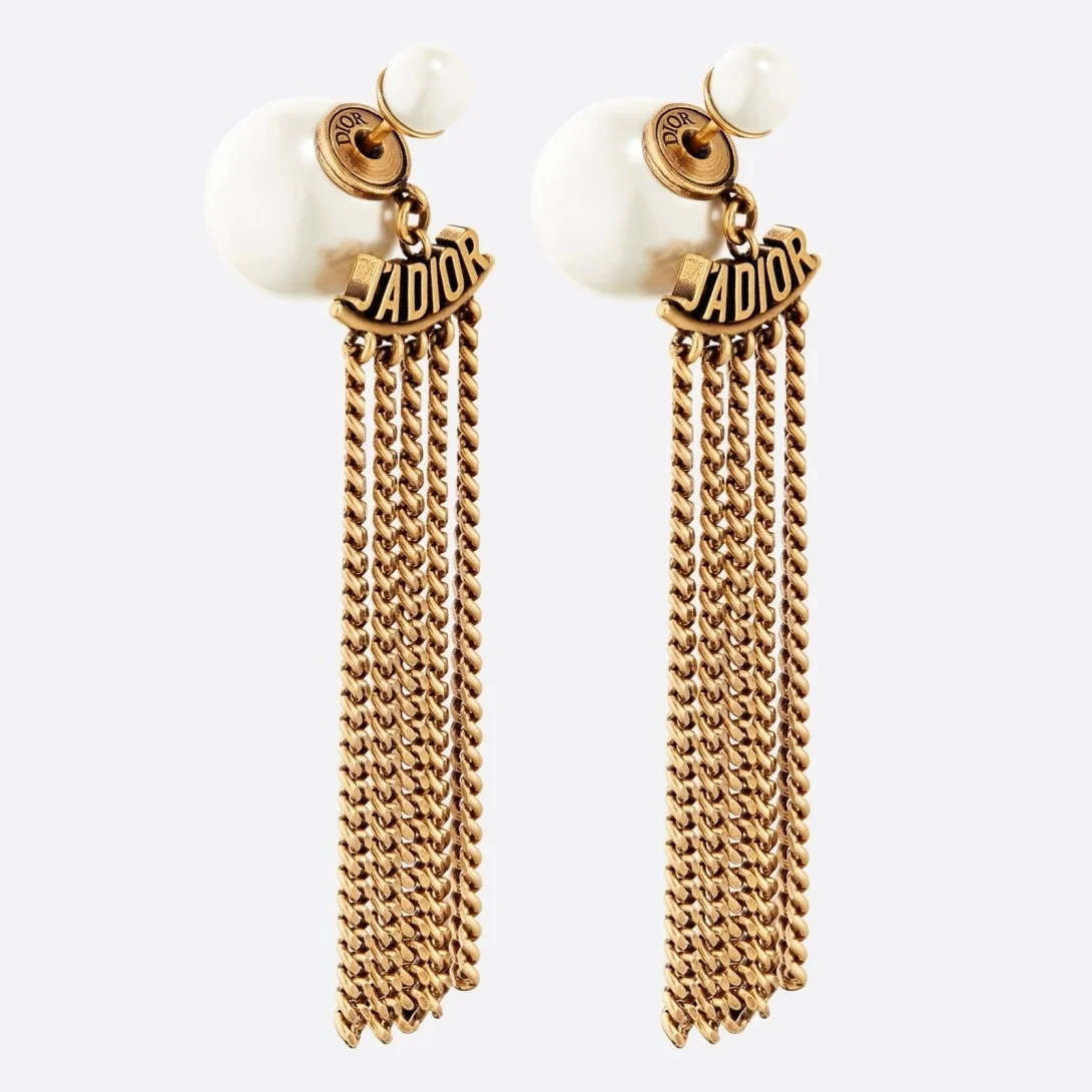 Dior Tribales Chain Earrings In Antique Gold-Finish Metal product view 1