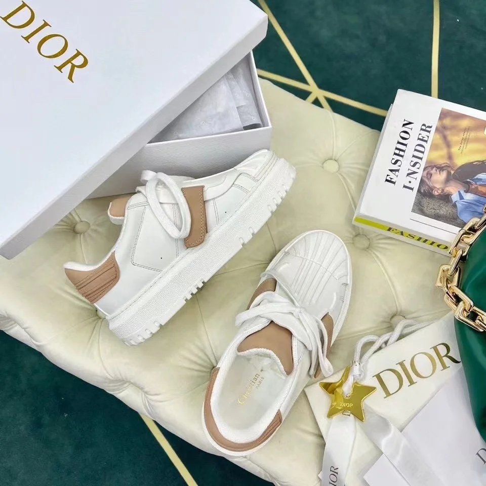 Dior Dior-ID Sneakers In White Leather with Nude Strap product view 5