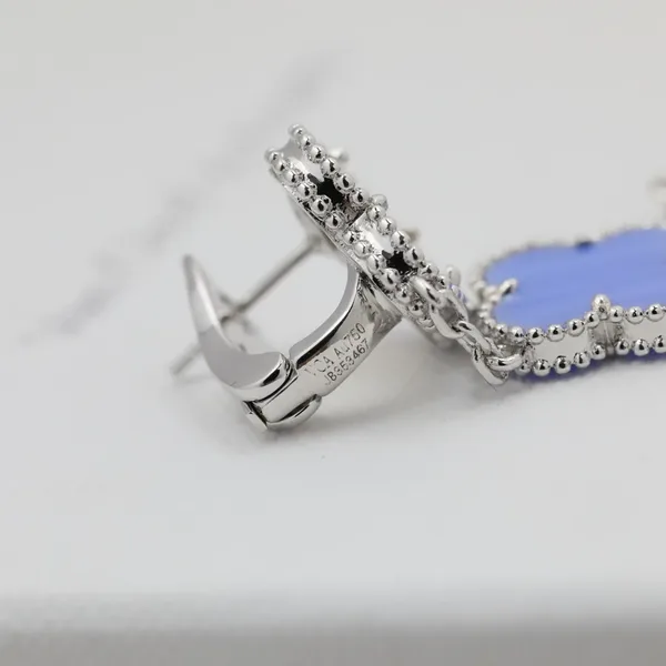Van Cleef & Arpels Alhambra White Blue and Black Three-Motif Silver-Tone Drop Earrings product view 8