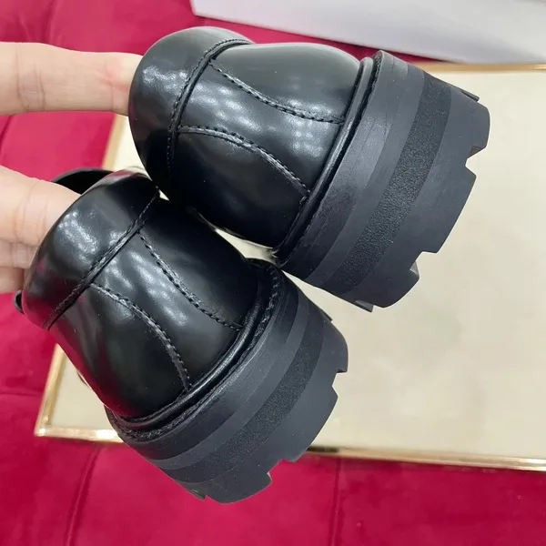 Celine Margaret Loafers in Black Leather with Triomphe Frame product view 4