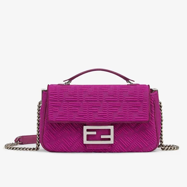Fendi Baguette Chain Midi Bag In Fuchsia FF Fabric product photo